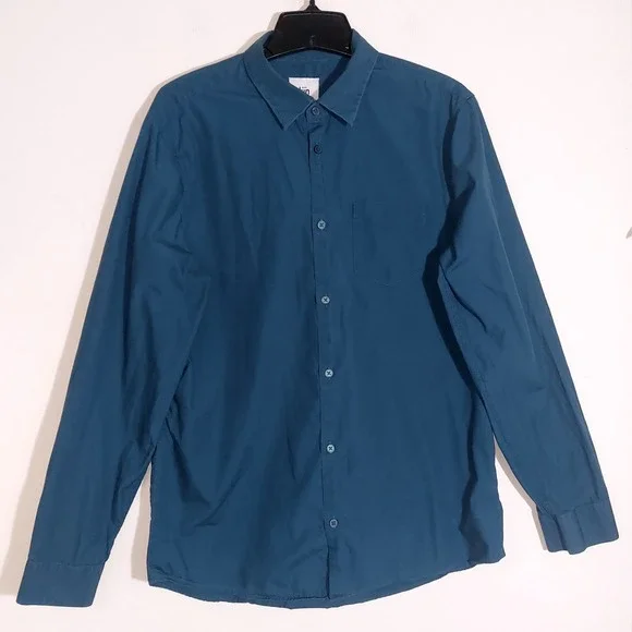 Kin by John Lewis Teal Blue Button Down Shirt Long Sleeve Pocket Casual Womens M - Picture 2 of 8